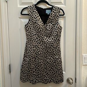 Leopard print, metallic gold n black mini, animal print dress women size 0. CeCe